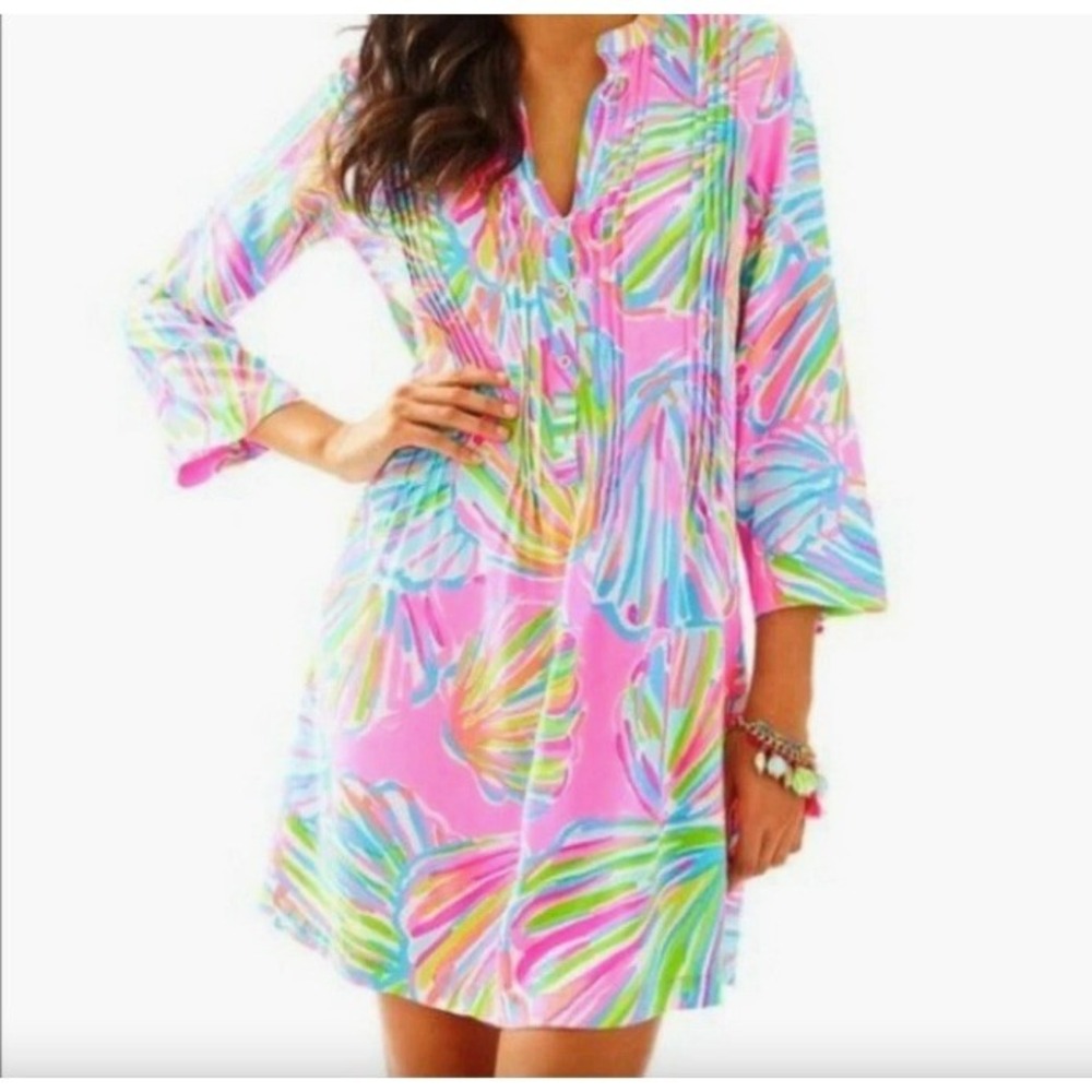 Lilly Pulitzer Sarasota Tunic Shirtdress Dress Shellabrate Pink Pout |  Size S